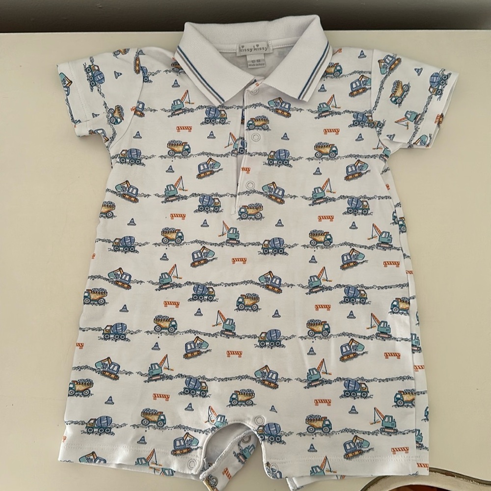 Kissy Kissy collared playsuit with a construction theme